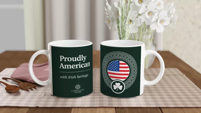 Proudly American with Irish Heritage Green Mug